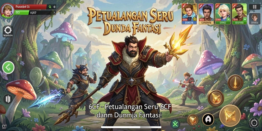 Screenshot gameplay 6CF menampilkan petualangan seru di dunia fantastis.