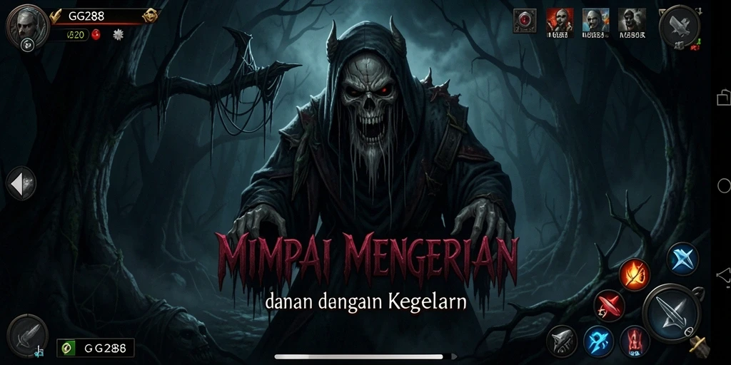 Tampilan menyeramkan dari gameplay GG288 dengan suasana gelap yang intens.