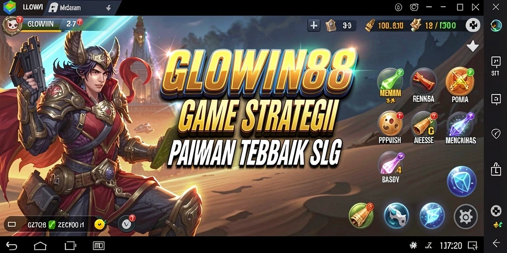 Screenshot GLOWIN88 menampilkan pertempuran epik dalam strategi SLG.