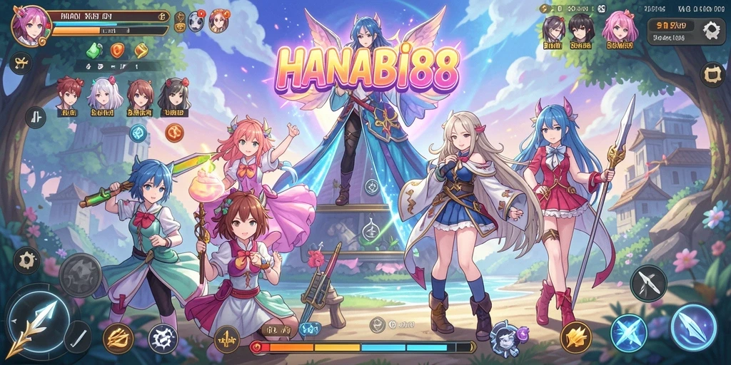 Tampilan gameplay HANABI88 yang penuh warna dan dinamis.