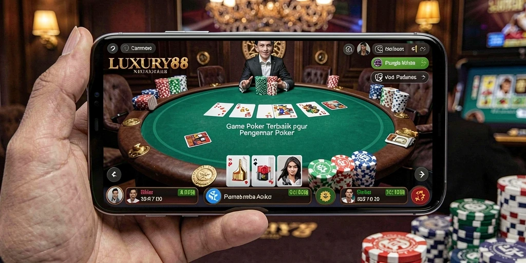Tampilan gameplay yang menegangkan dalam LUXURY88 poker.