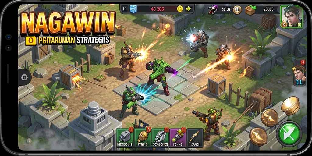 Tangkapan layar NAGAWIN menampilkan aksi seru gameplay Tower Defense.