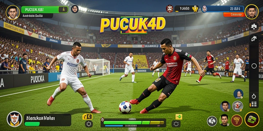 Tampilan gameplay menarik PUCUK4D dengan aksi sepak bola yang intens.