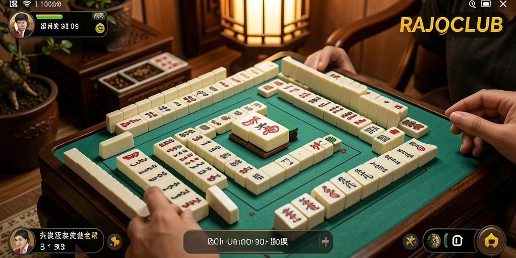 Tangkapan layar RAJACLUB menampilkan permainan Mahjong yang seru dan menantang.