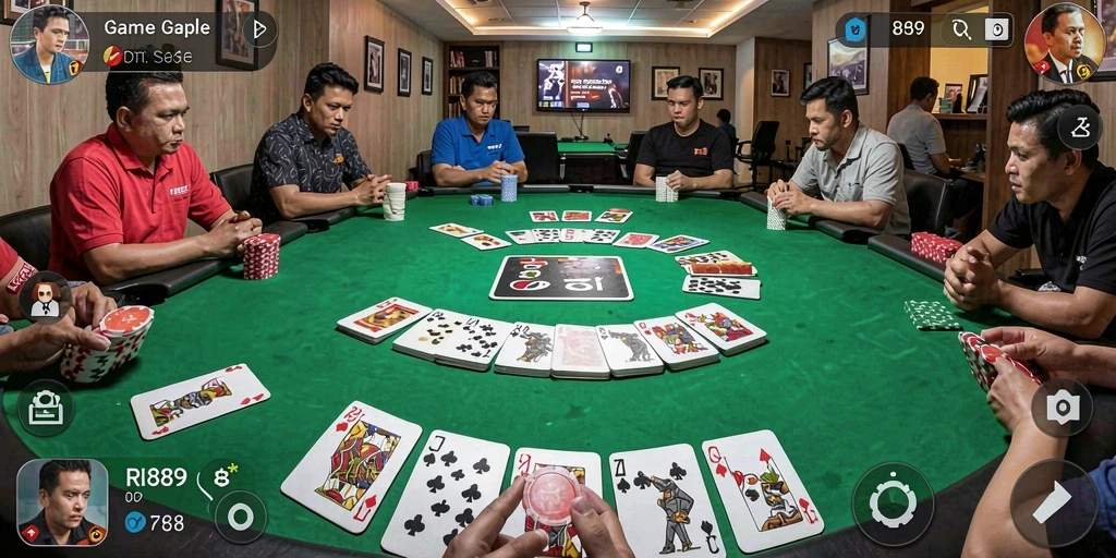 Screenshot utama RI889 menampilkan momen seru permainan Gaple.