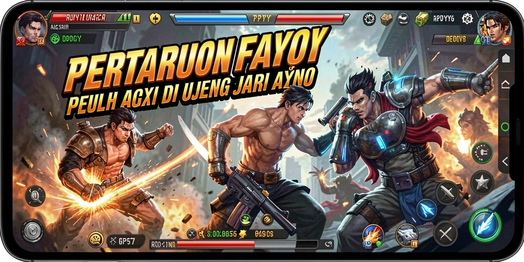 Menampilkan aksi seru dalam gameplay Fighting RPYYY.