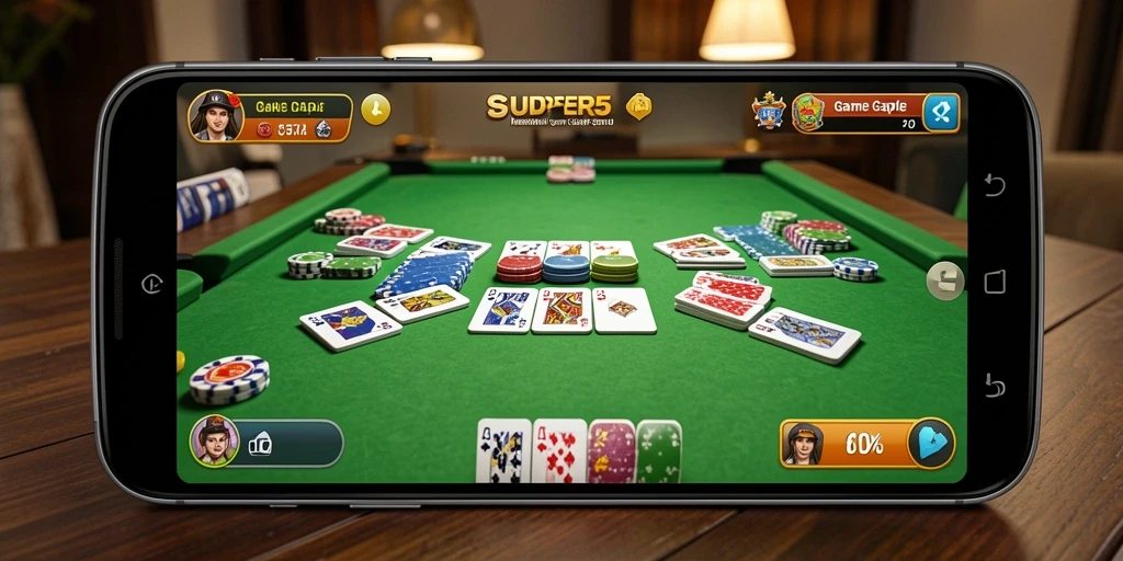 Tampilan utama gameplay Gaple di SUPER5 yang seru.