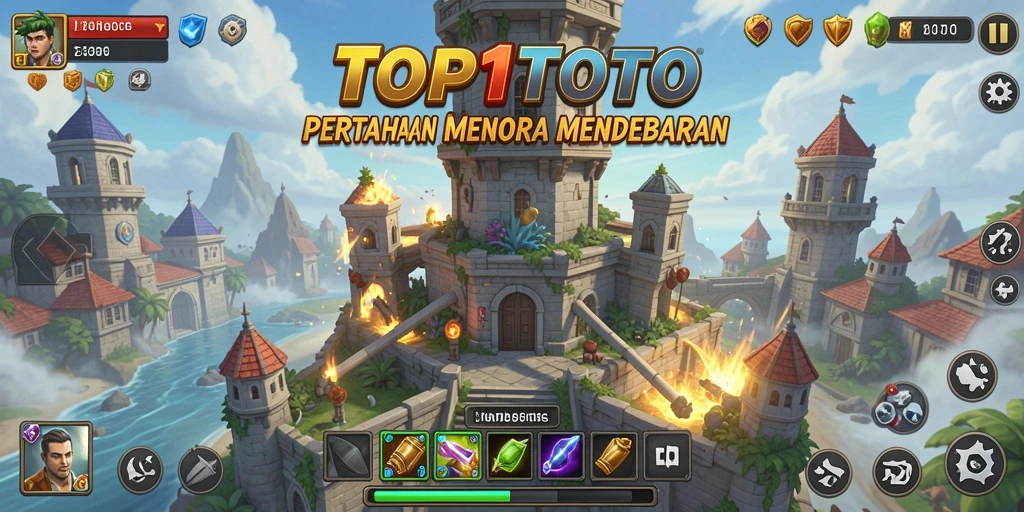 Screenshot menunjukkan gameplay seru dari TOP1TOTO dengan strategi Tower Defense.