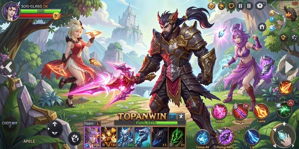 Screenshot menampilkan aksi seru dan karakter di TOPANWIN.