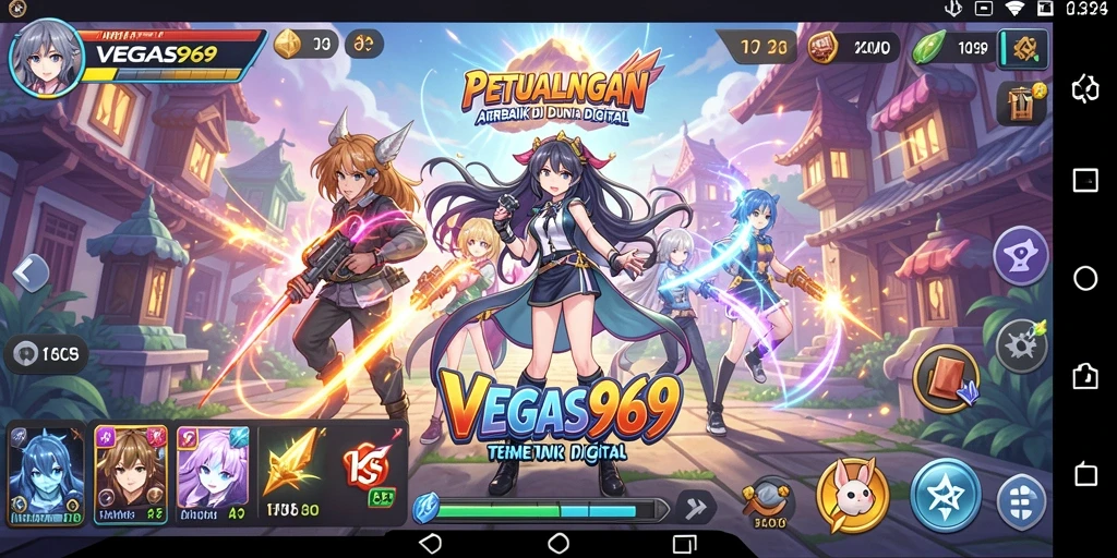 Tangkapan layar dari gameplay VEGAS969 yang menampilkan pertempuran karakter Anime.